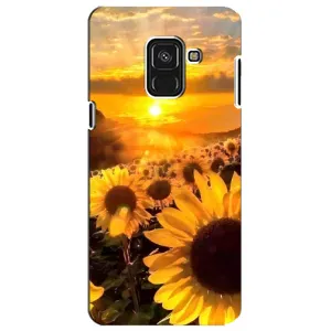 Чехол с Цветами для Samsung A8 Plus, A730F (поле подсолнухов)