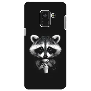Силиконовый Чехол с Енотами на Samsung A8 Plus, A730F (С кофем)