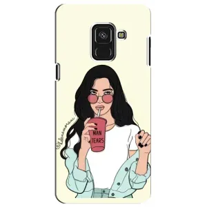 Силиконовый Чехол на Samsung A8 Plus, A730F с картинкой Стильных Девушек (С напитком)