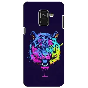 Силиконовый бампер с картинкой животных для Samsung A8 Plus, A730F (Тигр-Арт)