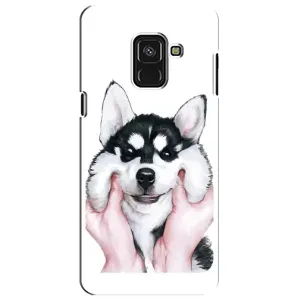Бампер для Samsung A8 Plus, A730F с картинкой "Песики" (Собака Хаски)