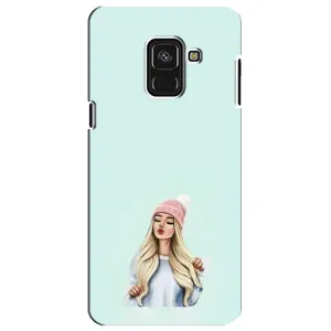 Силиконовый Чехол на Samsung A8 Plus, A730F с картинкой Стильных Девушек (В шапке)
