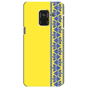Силиконовый Чехол на Samsung A8 Plus, A730F (Вышиванка на желтом)