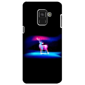 Силиконовый бампер с картинкой животных для Samsung A8 Plus, A730F (Яркий олень)