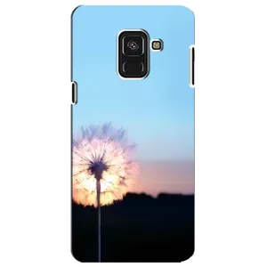 Силиконовый Чехол с одуванчиками на Samsung A8 Plus, A730F (Закат с одуванчиком)