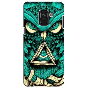 Чехлы с принтом СОВЫ для Samsung A8 Plus, A730F (Зеленая сова)