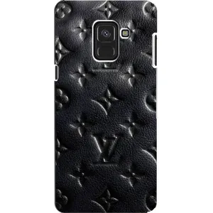 Текстурный Чехол Louis Vuitton для Самсунг А8 (2018) (Черный ЛВ)