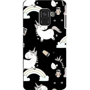 Чехол Unicorn на Samsung A8, A8 2018, A530F (Единорог с кофе)
