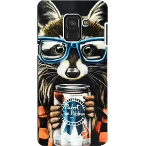Силиконовый Чехол с Енотами на Samsung A8, A8 2018, A530F (Енот в очках)