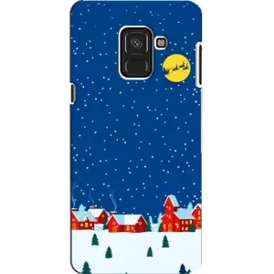 Силіконовий бампер на різдво для Samsung A8, A8 2018, A530F (Місто в снігу)