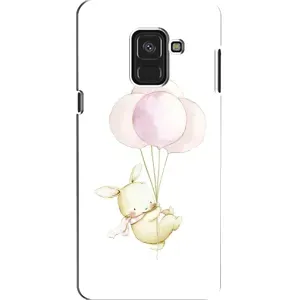 Силиконовый бампер с картинкой животных для Samsung A8, A8 2018, A530F (Кролик и шарики)