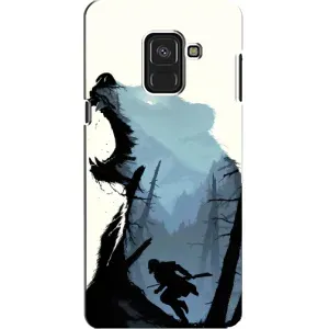 Силиконовый бампер с картинкой животных для Samsung A8, A8 2018, A530F (Медведь и лес)