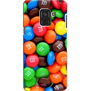 Чехол с изображением вкусной еды для Samsung A8, A8 2018, A530F (Разноцветные M&M'S)