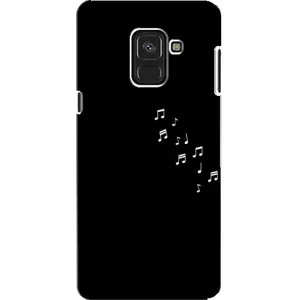 Чехол с картинками на черном фоне для Samsung A8, A8 2018, A530F (Ноты)