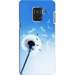 Силиконовый Чехол с одуванчиками на Samsung A8, A8 2018, A530F (Одуванчик на голубом)