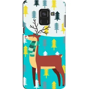 Силиконовый бампер с картинкой животных для Samsung A8, A8 2018, A530F (Олень с шарфом)