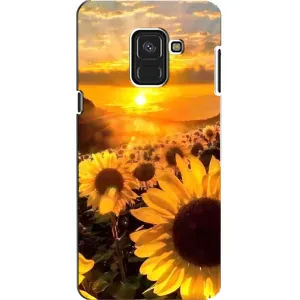 Чехол с Цветами для Samsung A8, A8 2018, A530F (поле подсолнухов)