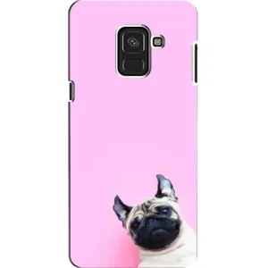 Бампер для Samsung A8, A8 2018, A530F с картинкой "Песики" (Собака на розовом)