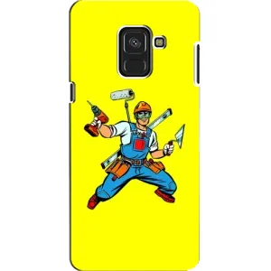 Силиконовый бампер (Работники) на Samsung A8, A8 2018, A530F (Строитель)