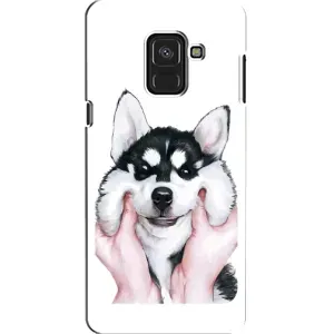 Бампер для Samsung A8, A8 2018, A530F с картинкой "Песики" (Собака Хаски)