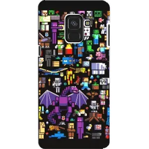 Чехол майнкрафт для Samsung A8, A8 2018, A530F (Все персонажи)