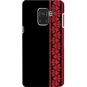 Силиконовый Чехол на Samsung A8, A8 2018, A530F с картинкой Вышиванки (Вышиванка на черном)