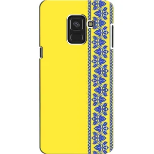 Силиконовый Чехол на Samsung A8, A8 2018, A530F (Вышиванка на желтом)