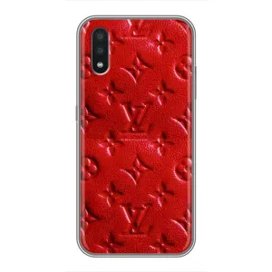 Текстурный Чехол Louis Vuitton для Самсунг А01 Кор (Красный ЛВ)
