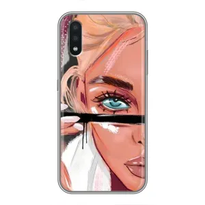 Силиконовый Чехол на Samsung Galaxy A01 с картинкой Стильных Девушек (Девушка и ресницы)