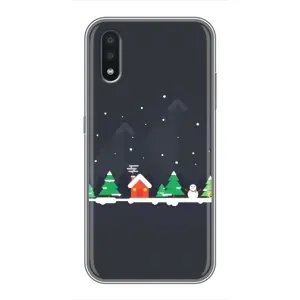 Силиконовый бампер на рождество для Samsung Galaxy A01 (Город зимний)