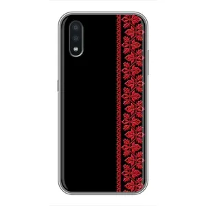 Силиконовый Чехол на Samsung Galaxy A01 (Красная Вышиванка)