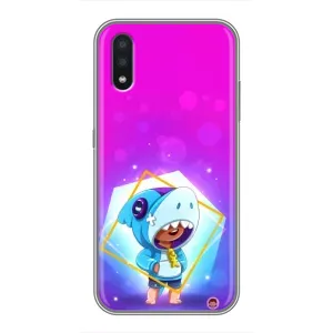 Чехол Бравл Старс для Samsung Galaxy A01 (Леон в костюме Акулы)