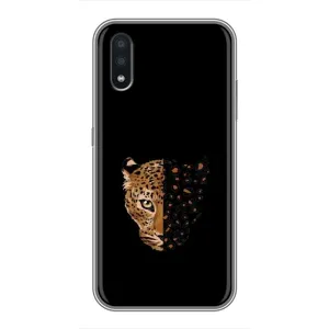Чехол с леопардовым принтом на Samsung Galaxy A01 (Леопард на черном)