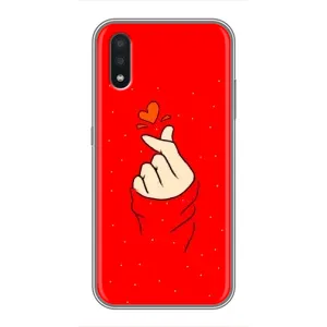 Чехлы (Знак сердечка) на Samsung Galaxy A01 (Сердце на красном)