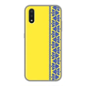 Силиконовый Чехол на Samsung Galaxy A01 (Вышиванка на желтом)
