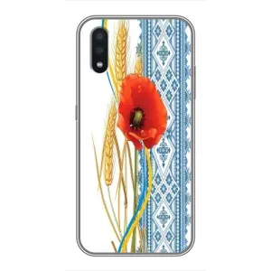 Силиконовый Чехол на Samsung Galaxy A01 с картинкой Вышиванки (Вышиванка с цветком)