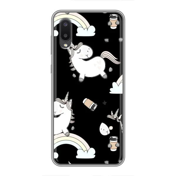 Чехол с рисунком «Единорог с кофе» для Samsung Galaxy A02 Чехол с рисунком «Единорог с кофе» для Samsung Galaxy A02