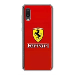 Силиконовый бампер с картинкой машины на Samsung Galaxy A02 (Ferrari Logo)