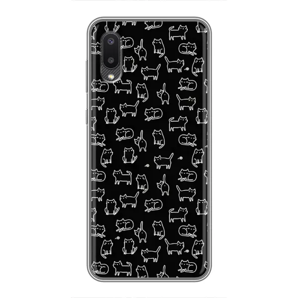 Чехол с рисунком «Котики на черном» для Samsung Galaxy A02 Чехол с рисунком «Котики на черном» для Samsung Galaxy A02