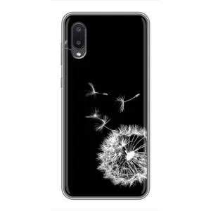 Силиконовый Чехол с одуванчиками на Samsung Galaxy A02 (Одуванчик на чёрном)