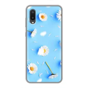 Чехол с Цветами для Samsung Galaxy A02 (ромашки на голубом)