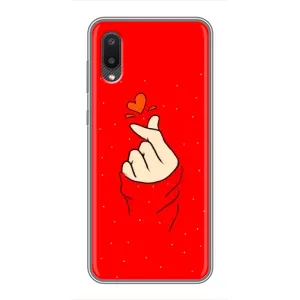 Чехлы (Знак сердечка) на Samsung Galaxy A02 (Сердце на красном)