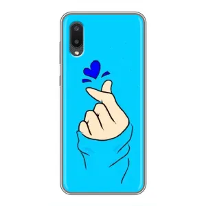 Чехлы (Знак сердечка) на Samsung Galaxy A02 (Сердце на синем)