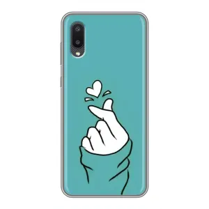 Чехлы (Знак сердечка) на Samsung Galaxy A02 (Сердечко на бирюзовом)