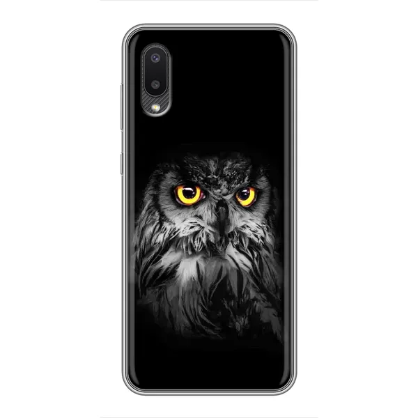 Чехол с рисунком «Сова на чёрном» для Samsung Galaxy A02 Чехол с рисунком «Сова на чёрном» для Samsung Galaxy A02