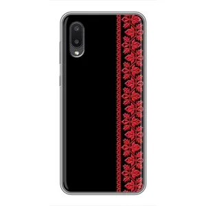 Силиконовый Чехол на Samsung Galaxy A02 с картинкой Вышиванки (Вышиванка на черном)