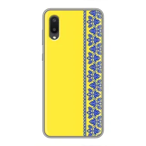 Силиконовый Чехол на Samsung Galaxy A02 (Вышиванка на желтом)