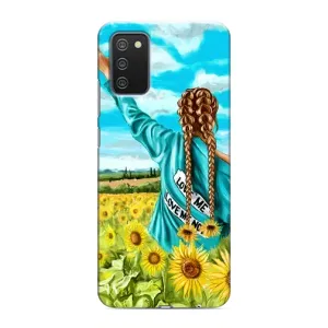 Чехол Стильные девушки на Samsung Galaxy A02s (Девушка на поле)