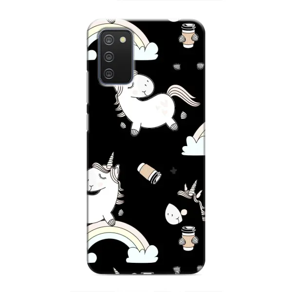 Чехол с рисунком «Единорог с кофе» для Samsung Galaxy A02s Чехол с рисунком «Единорог с кофе» для Samsung Galaxy A02s