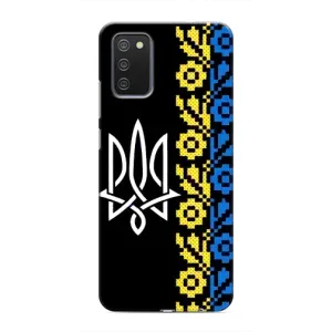 Силиконовый Чехол на Samsung Galaxy A02s (Герб и вышыванка)
